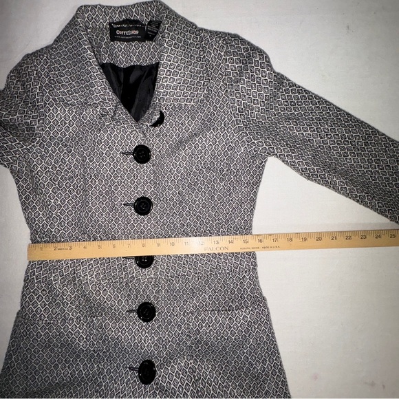 CoffeeShop Black and Gray Patterned Trench Coat - Picture 9 of 11